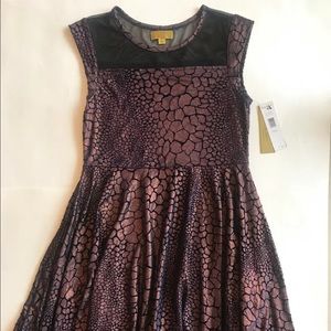 Girls Nicolle Miller Dress XL Blue Gold Pattern